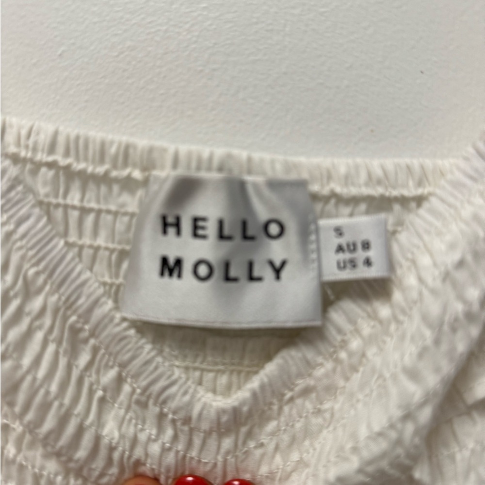 Hello Molly Let Me Fall in Love White Boho Eyelet Ruffle Midi Dress | Small - Picture 5 of 5